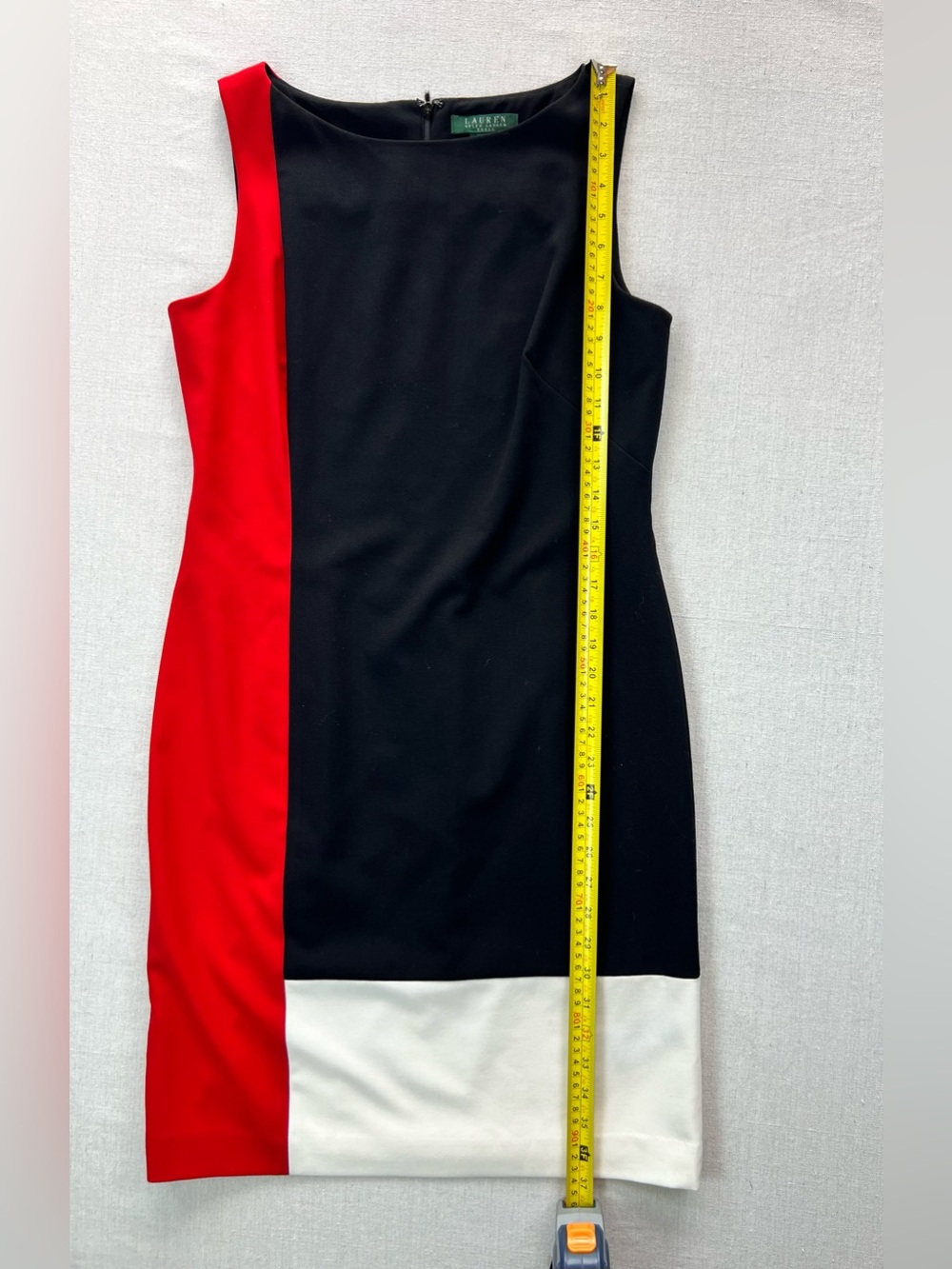 Ralph Lauren Women’s Y2K Black, Red & White Colorblock Midi Sheath Dress - 8 - Picture 8 of 8